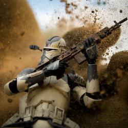 Des stormtroopers jouet pour représenter les combats de l'US Marine