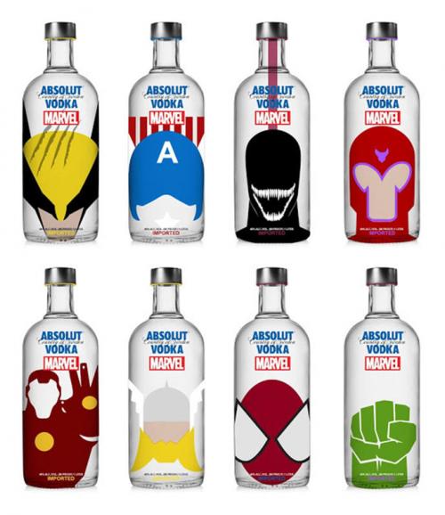 Absolut Vodka Marvel des bouteilles de superhéros