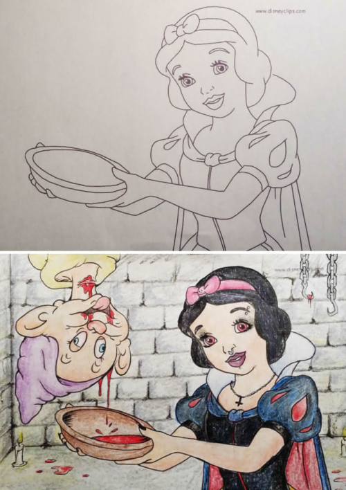 Des coloriages pour enfants détournés en images gores