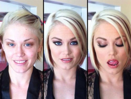 L'incroyable transformation des actrices X avant / aprés maquillage