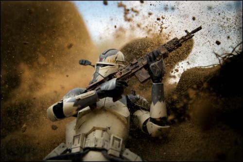 Des stormtroopers jouet pour représenter les combats de l'US Marine