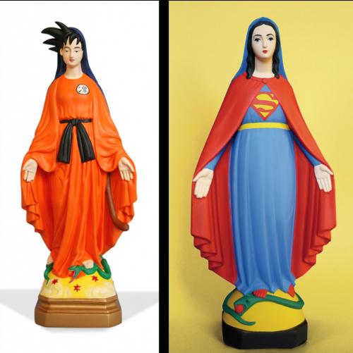 Détourner des statues de la vierge Marie en objet d'art contemporain 